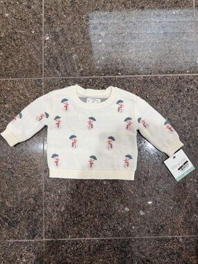 Little Planet Cream Knit Sweater with Umbrella Print - Kids